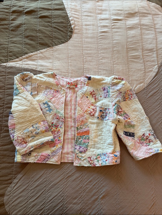 Honeybea Jackets & Blazers - Honeybea Patchwork Quilted Jacket - Cream & Pastel